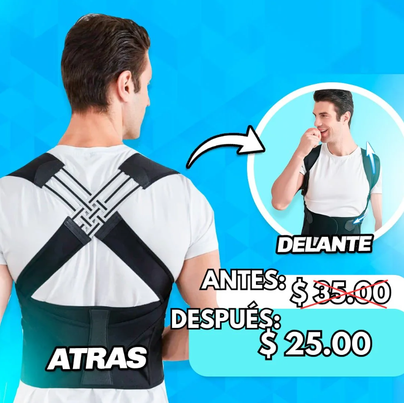 CORRECTOR DE POSTURA AJUSTABLE PARA HOMBRES, MUJERES Y NIÑOS