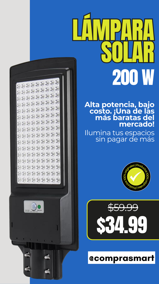 LÁMPARA SOLAR 200 WATTS  - ILUMINA SIN LÍMITES