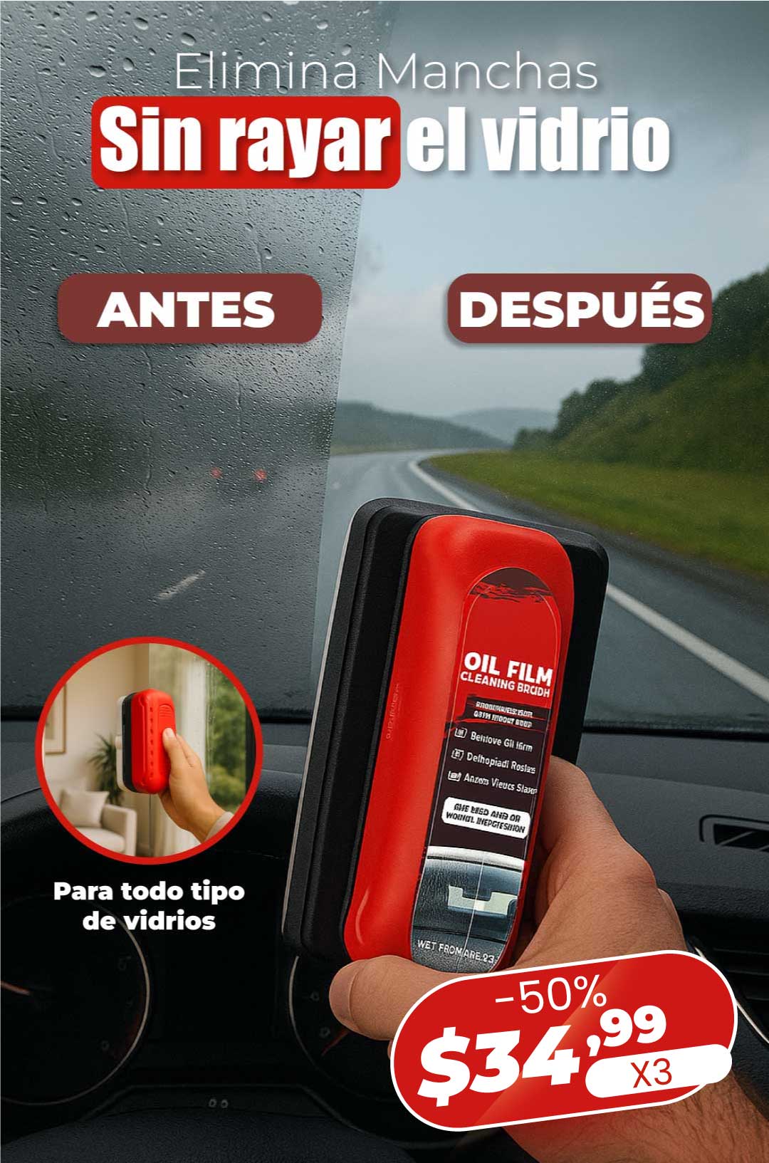 LIMPIADOR E IMPERMEABILIZANTE DE VIDRIOS