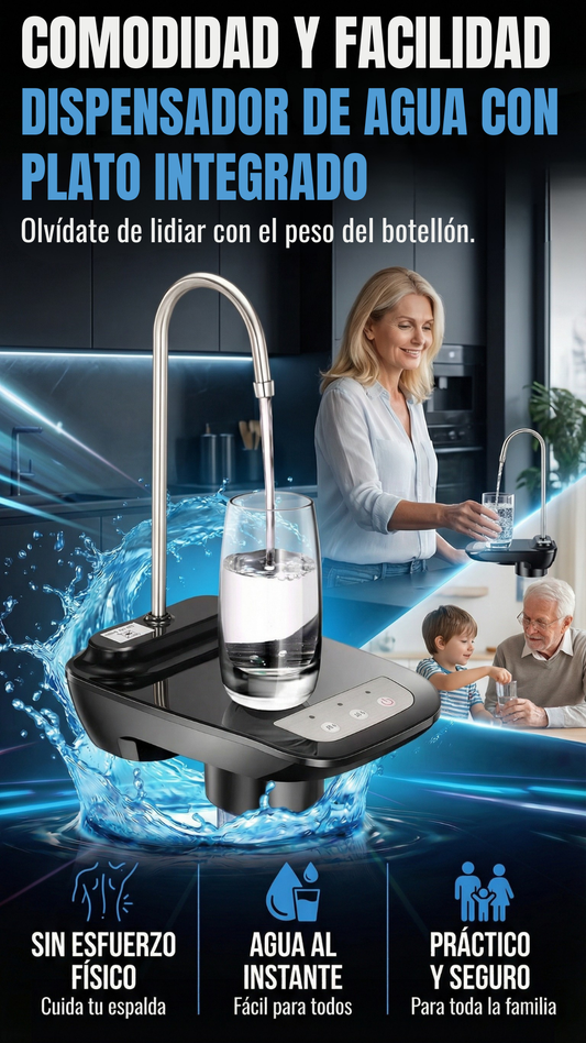 DISPENSADOR DE AGUA CON PLATO INTEGRADO