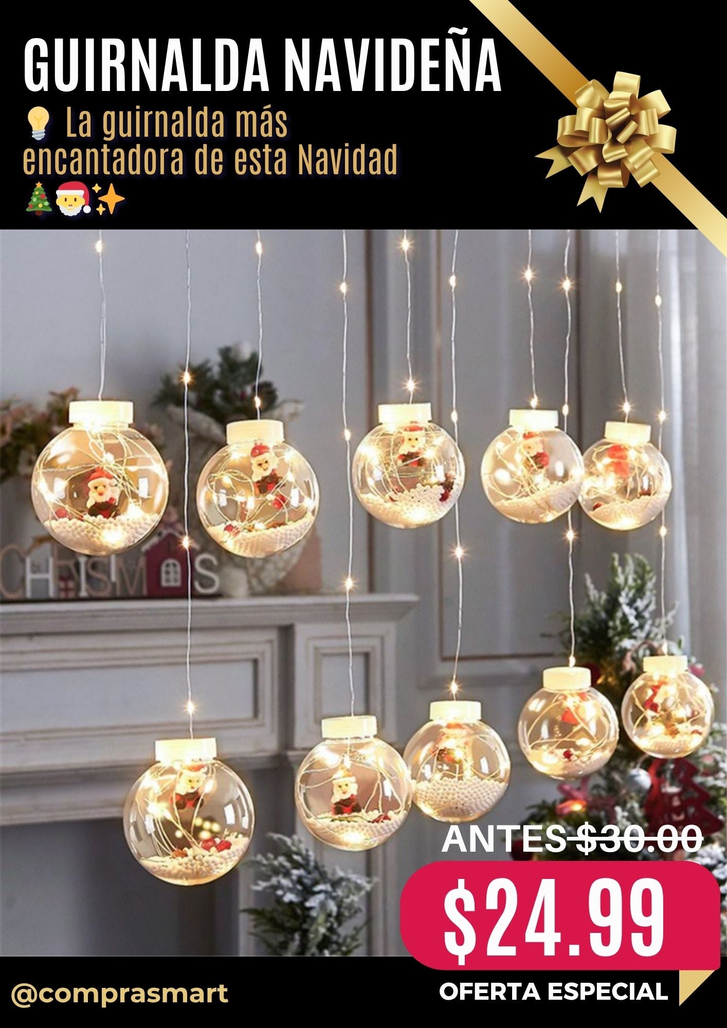 GUIRNALDA NAVIDEÑA CON ESFERAS